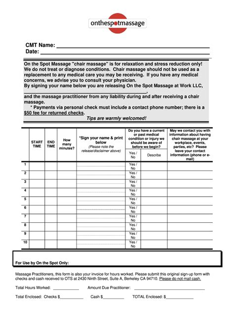 Chair Massage Sign Up Sheet Editable Template Airslate Signnow