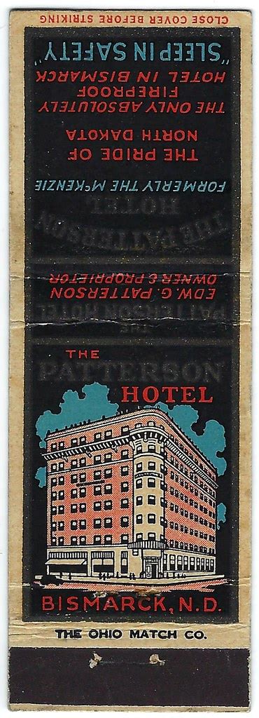 Patterson Hotel Bismarck Nd Matchbook Reverse Flickr