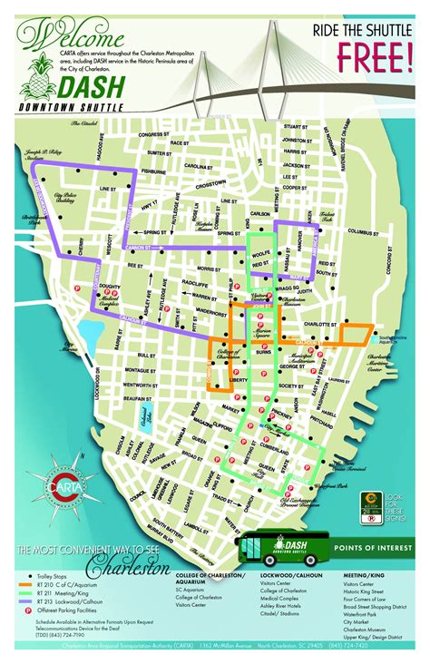 Charleston Sc Dash Trolley Route Map Wells Printable Map