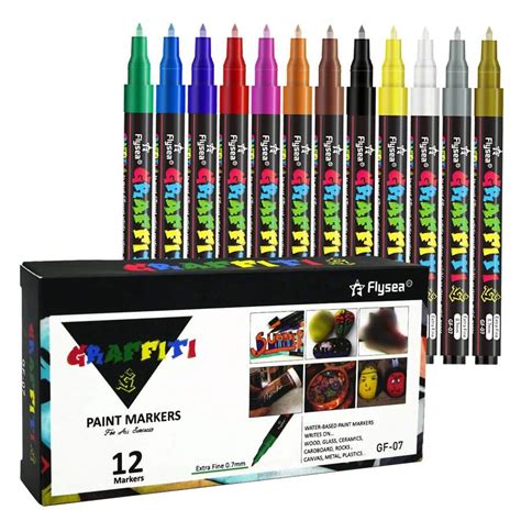 12 18 24 pièces Stylos acryliques à graffiti pointe 0 7 mm pour tissu