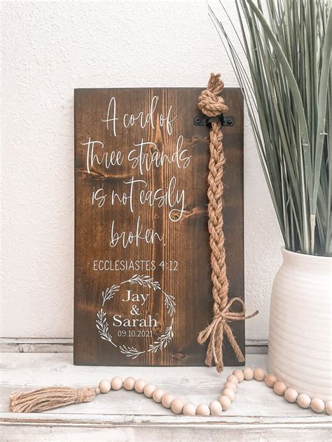 A Cord Of Three Strands Sign A Cord Of 3 Strands Etsy Rustic