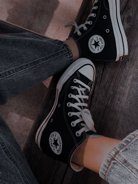 Pin By ⋆ On ╰┈ Style Converse Aesthetic All Black Converse Converse