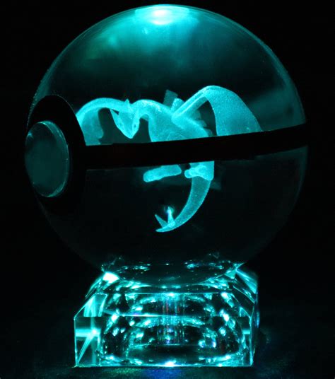 Lugia Large Crystal Pokeball 3d Laser Engraving And Crystal Led Etsy