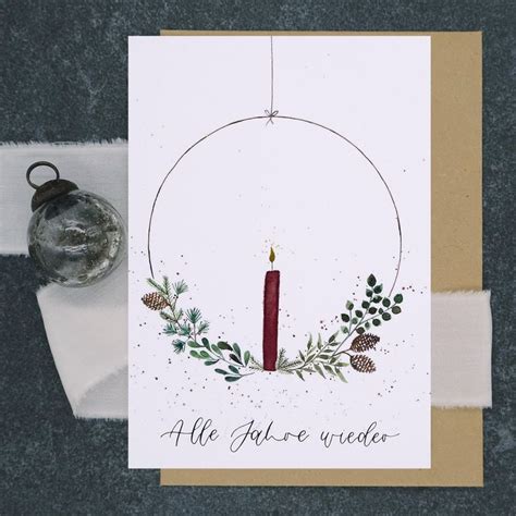 Weihnachtskarte Aquarell Advent Weihnachtsgeschenk Handlettering