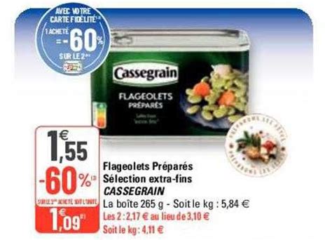 Promo Flageolets Préparés Sélection Extra fins Cassegrain chez G20