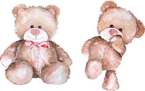 Watercolor Teddy Bear Hand Drawn Illustration Vector Art At