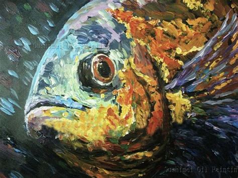 A Painting Of A Fish On A Black Background