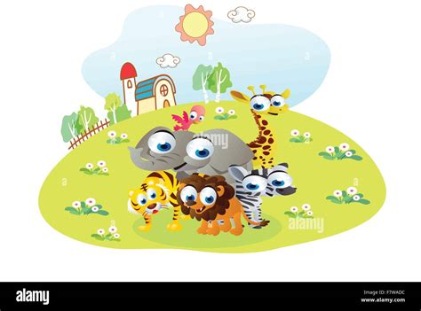 cartoon animals posing in the home garden Stock Vector Image & Art - Alamy