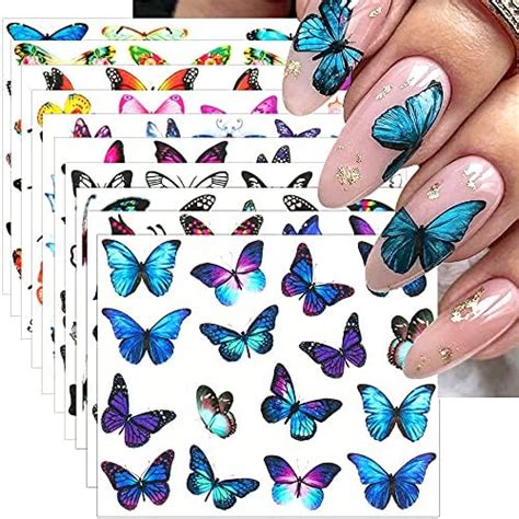 Blatt Schmetterling Nagelsticker D Blumen Nagelaufkleber