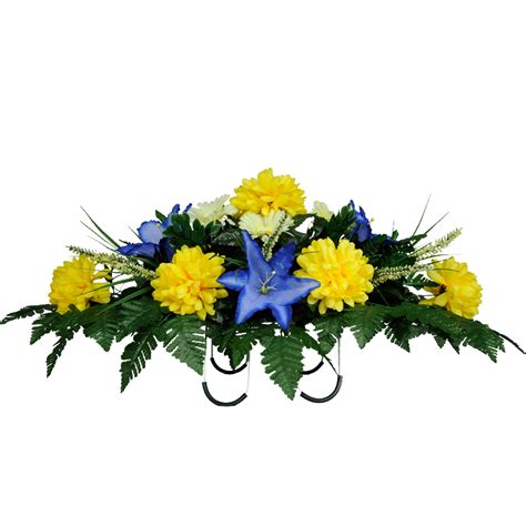 Yellow Mums And Blue Stargazer Lily Sd1544 Funeral Flower