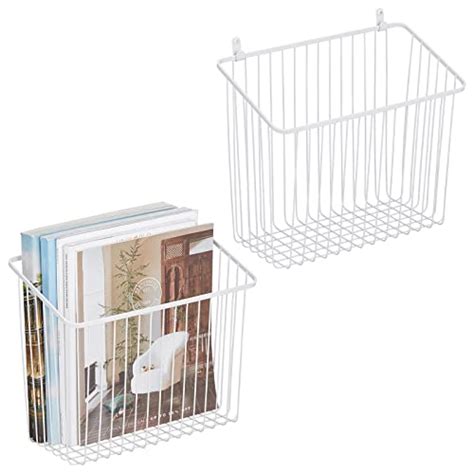 mDesign Small Metal Wire Wall Mounted Storage Organizer Basket Bin for ...