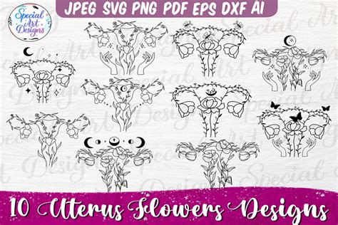 Uterus Svg Uterus With Flowers Svg Graphic By