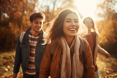 Amigos Jovens E Alegres Cheios De Felicidade S O Vistos Fazendo Uma