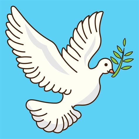 Dove Of Peace With Olive Branch Cartoon Vector 9213336 Vector Art At