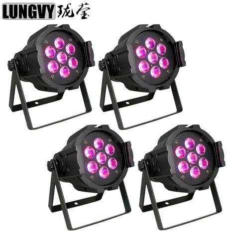 Free Shipping 4pcs Lot 7x18w 6in1 RGBWA UV Indoor Dmx 512 Led Par