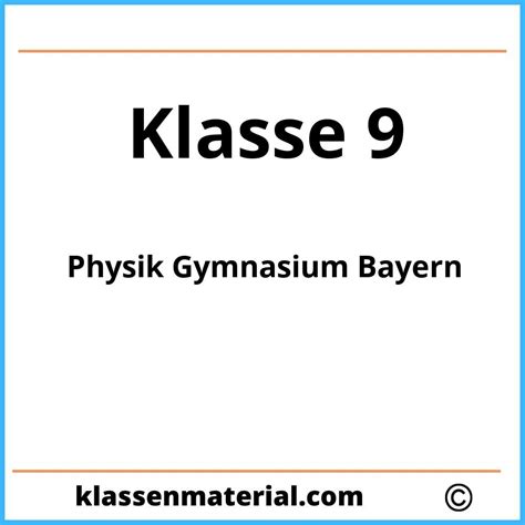 Physik 8 Klasse Gymnasium Bayern Übungen