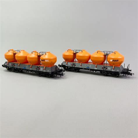 2 Wagons Silos Uacs AWT Ep VI ROCO 77002 HO 1 87