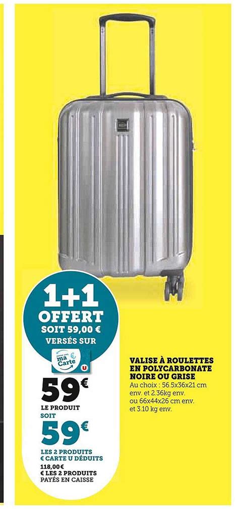 Promo Valise à Roulettes En Polycarbonate Noire Ou Grise chez Super U