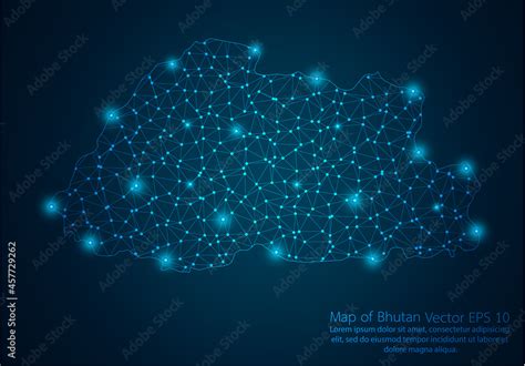 Abstract Mash Line And Point Scales On Dark Background With Map Of