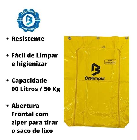 Saco Coletor Para Carro Multifuncional Amarelo Bralimpia Frete grátis