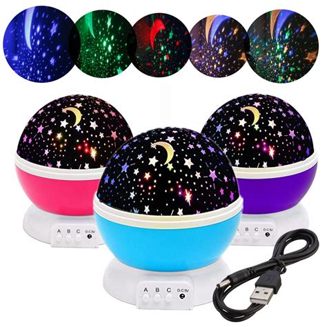 Baby Night Light Romantic Rotating Led Night Lighting Lamp Moon Cosmos