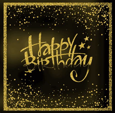 Happy Birthday Written In Gold Glitter On A Black Background