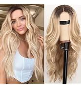 Amazon AISI HAIR Ombre Dirty Blonde Wig For Women Long Wavy Lace