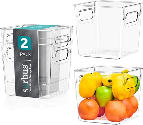 Amazon.com: Sorbus Small Clear Plastic Storage Bins for Shelves ...