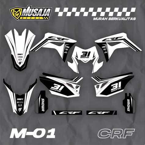 Jual Decal Crf Hitam Putih Simple Full Body Dekal Striping Crf