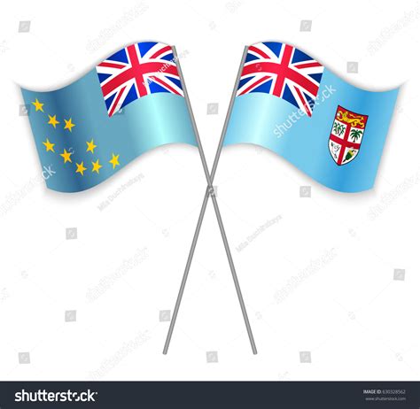 Tuvaluan And Fijian Crossed Flags Tuvalu Royalty Free Stock Vector