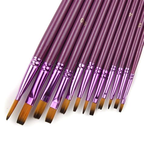 12 Pcs Lot Different Size Artist Fine Nylon Hair Paint Brush Set For