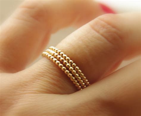 Beaded Dotted K Gold Filled Stackable Rings Eternity Bands Made