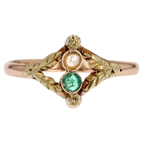 French Th Century Fine Pearl Emerald Karat Rose And Green Gold