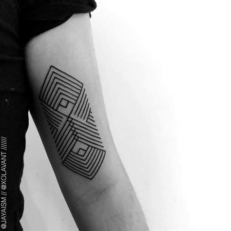 Triangle tattoo with a sacred geometry inside - Tattoogrid.net