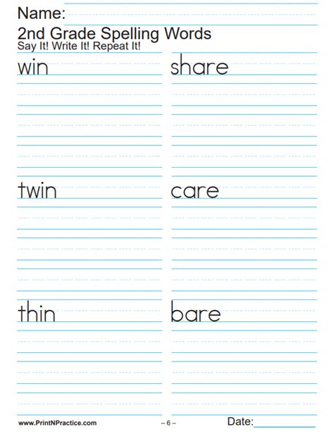 Free Printable 2nd Grade Handwriting Worksheets