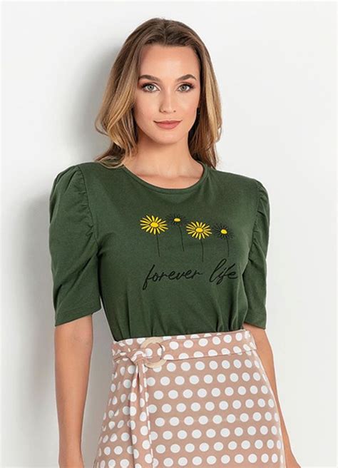 Blusa Verde Manga Moda Evang Lica Queima De Estoque