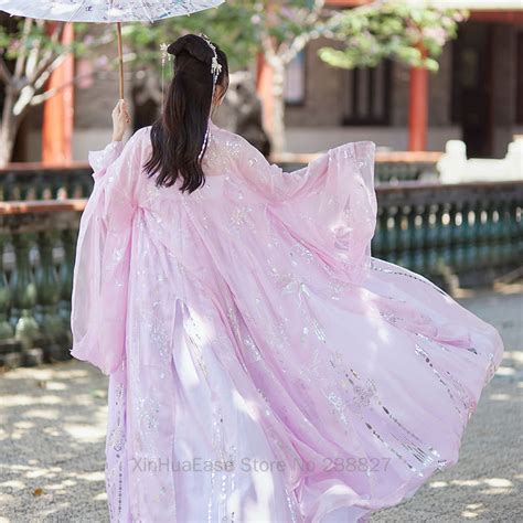 Xinhuaease Hanfu Women Pink Chinese Traditional Dress Dance Fairy Costume Plus Size Cosplay