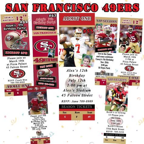 San Francisco 49ers Birthday Invitations 10 ea w/Envelopes