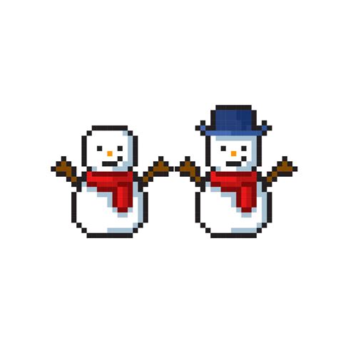 Snowman In Pixel Art Style Vector Art At Vecteezy