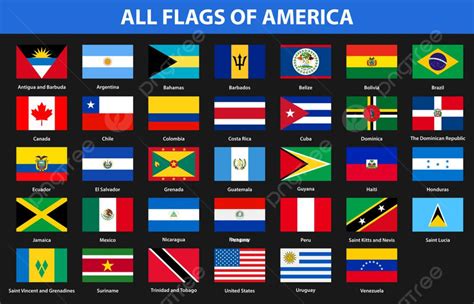 American Continent Vector Art Png Flags Of All Countries Of American