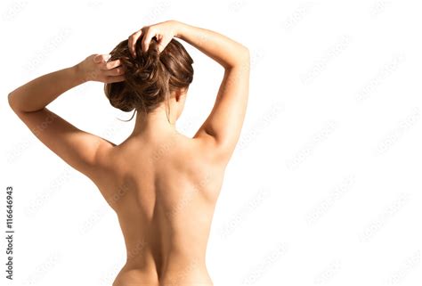 A Beautiful Woman Back View Naked Back Isolated On White Background