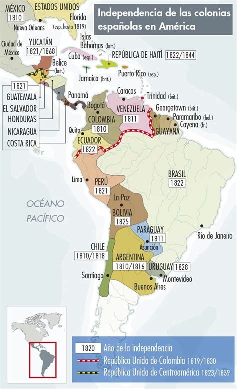 Independencia De Las Colonias Españolas En América Colonias Españolas Geografia E Historia