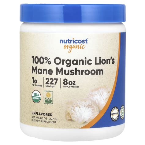 Nutricost Organic Lion S Mane Mushroom Unflavored Oz G