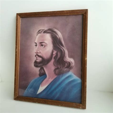 Sale Vintage Jesus Wall Art S Glass Wood Frame Etsy