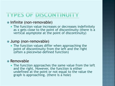 Ppt Understanding Continuity Discontinuity And Limits In Calculus