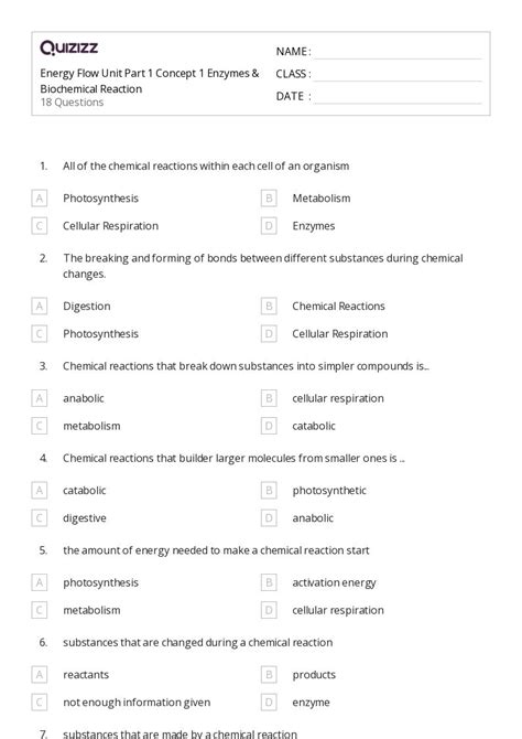 50 Metabolism Worksheets For Grade 9 On Quizizz Free Printable