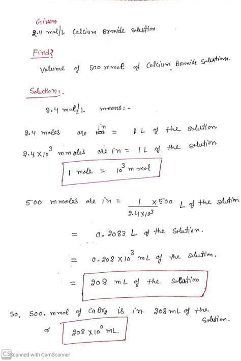 Solved Calculate The Volume In Milliliters Of A Mol L Calcium