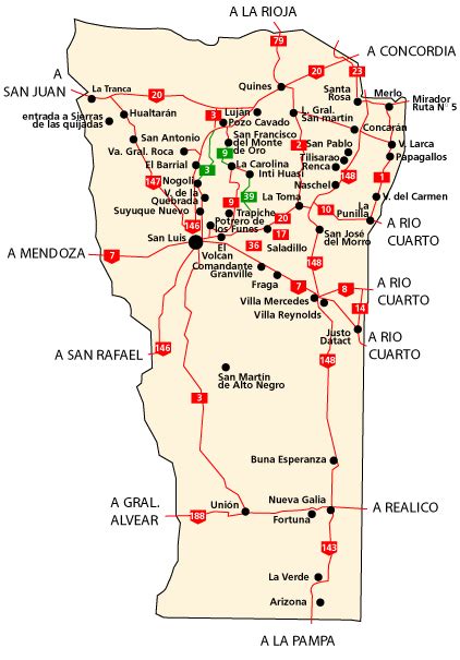 Como llegar a Merlo: Mapa de Rutas de San Luis