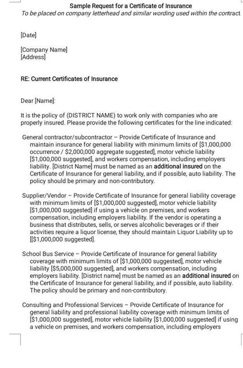 Write A Request Letter For Certificate Of Insurance Brainly In