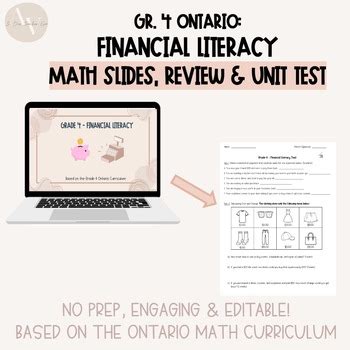 Grade Ontario Financial Literacy Digital Math Slides Unit Test Review